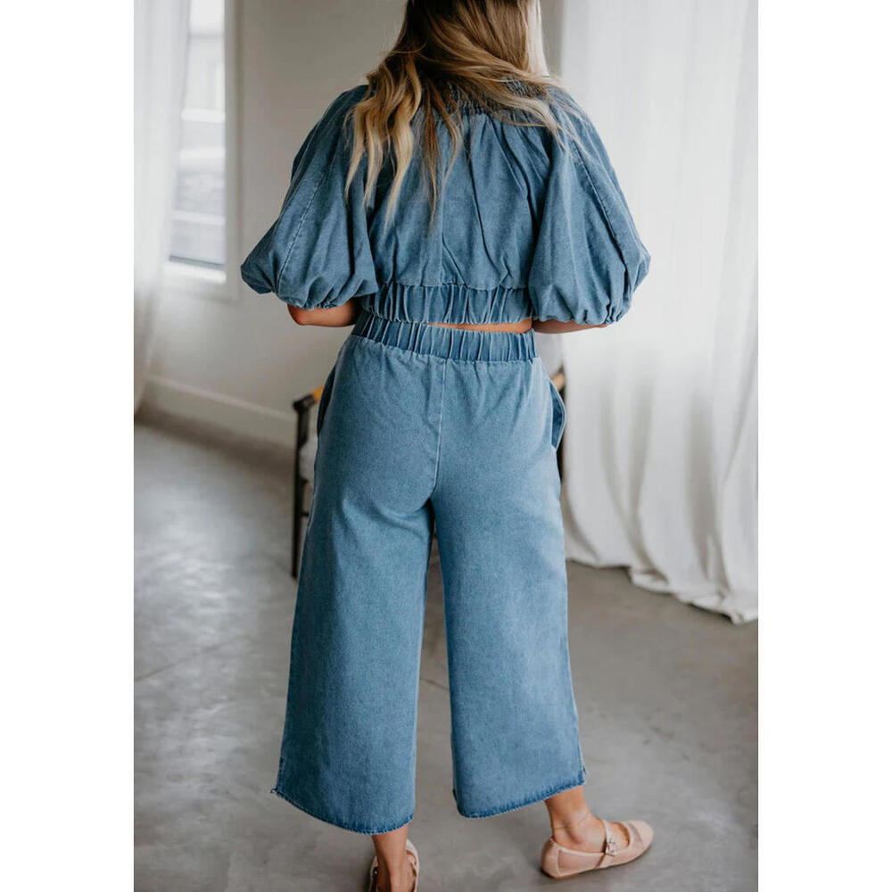Wide Leg Denim Pants‎ With Pockets Ankle Size S - Picture 4 of 4